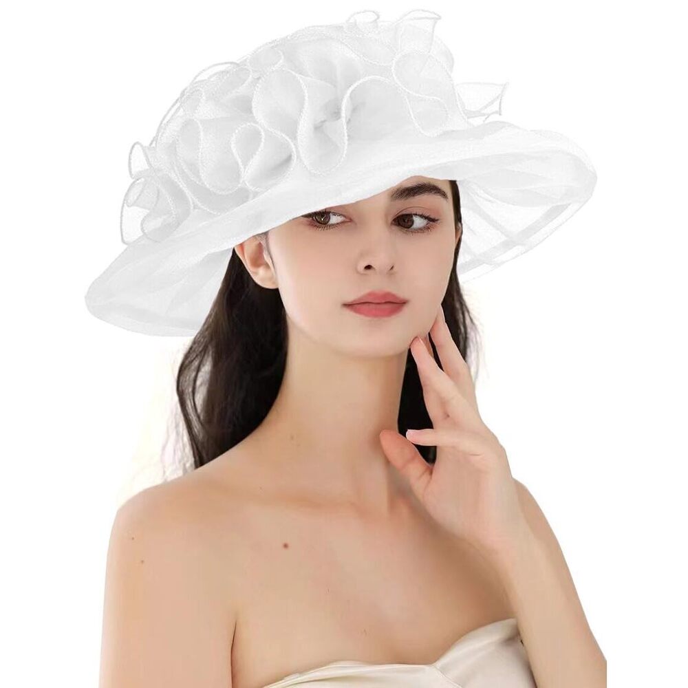 2685 Women's Organza Cloche Bowler Hat Derby Fascinator For Tea Party